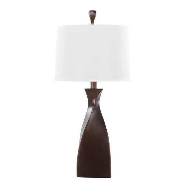 Alt view image 2 of 5 - 30" Contemporary Polyresin Table Lamp in Copper Bronze Polyresin with Natural Linen Shade From Grandview Gallery - Set Of 2