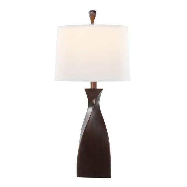 Alt view image 3 of 5 - 30" Contemporary Polyresin Table Lamp in Copper Bronze Polyresin with Natural Linen Shade From Grandview Gallery - Set Of 2