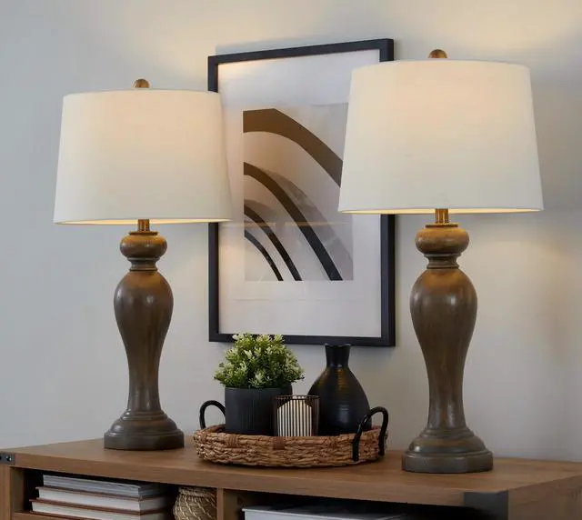 Alt view image 2 of 7 - Peppa 31" Contemporary Polyresin Table Lamp in Opal Grey Polyresin with Off-White Linen Shade From Grandview Gallery - Set Of 2