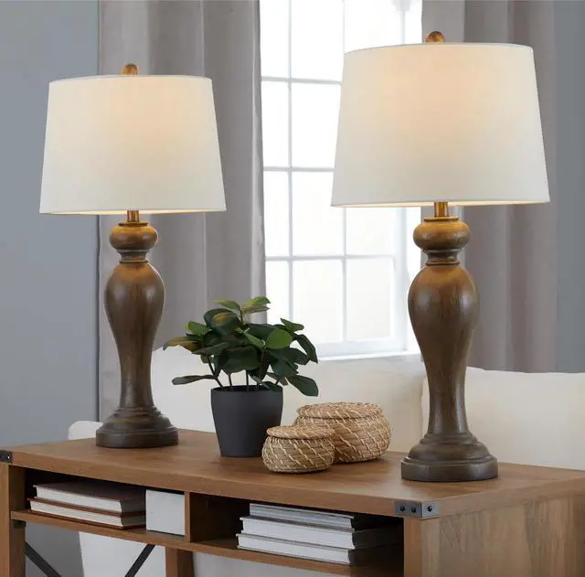 Main image of Peppa 31" Contemporary Polyresin Table Lamp in Opal Grey Polyresin with Off-White Linen Shade From Grandview Gallery - Set Of 2