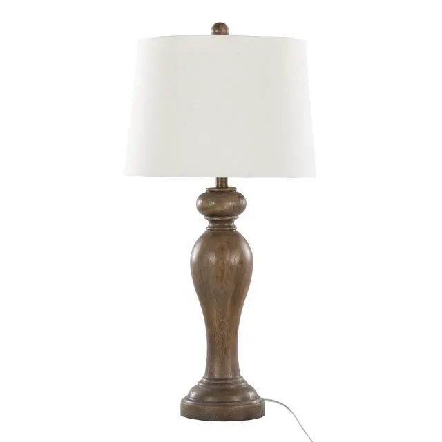 Alt view image 4 of 7 - Peppa 31" Contemporary Polyresin Table Lamp in Opal Grey Polyresin with Off-White Linen Shade From Grandview Gallery - Set Of 2