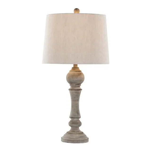 Alt view image 3 of 5 - 32" Poly Table Lamp in Reclaimed Grey Polyresin with Oat Linen Shade From Grandview Gallery - Set Of 2