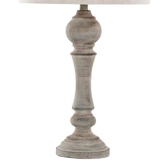 Alt view image 4 of 5 - 32" Poly Table Lamp in Reclaimed Grey Polyresin with Oat Linen Shade From Grandview Gallery - Set Of 2