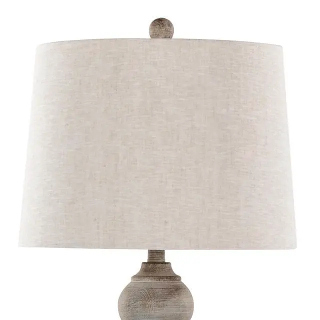 Alt view image 5 of 5 - 32" Poly Table Lamp in Reclaimed Grey Polyresin with Oat Linen Shade From Grandview Gallery - Set Of 2