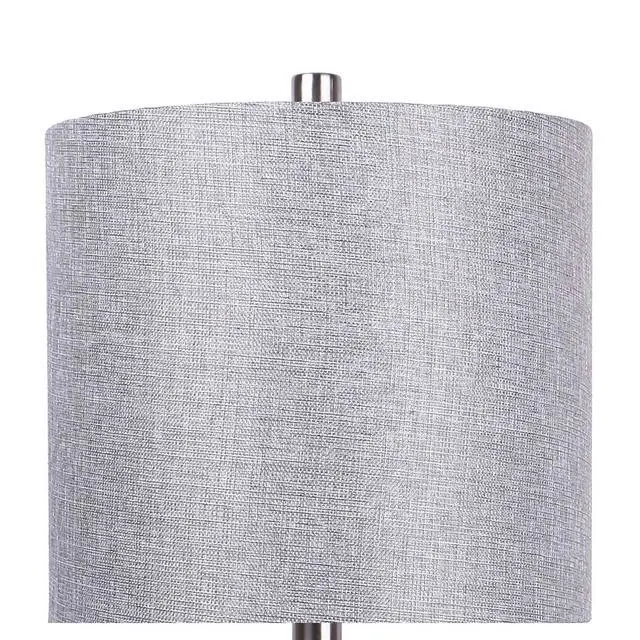 Alt view image 3 of 5 - 23" Contemporary Metal Table Lamp in Brushed Nickel and Grey Linen Shade From Grandview Gallery - Set Of 2