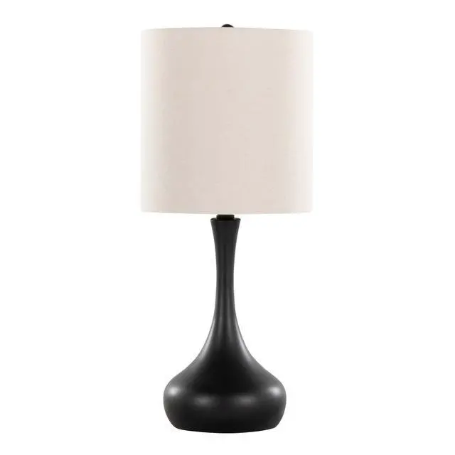 Alt view image 4 of 6 - Genie 24" Contemporary Metal Table Lamp in Matte Black Metal with Oatmeal Linen Shade From Grandview Gallery - Set Of 2