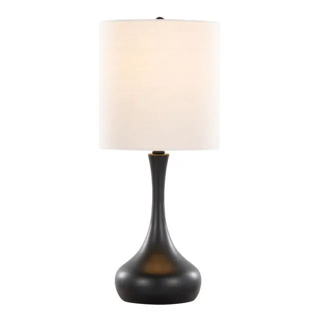 Alt view image 5 of 6 - Genie 24" Contemporary Metal Table Lamp in Matte Black Metal with Oatmeal Linen Shade From Grandview Gallery - Set Of 2