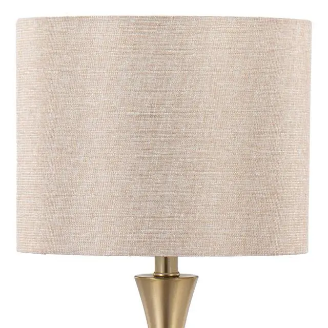 Alt view image 5 of 6 - 24" Contemporary Metal Table Lamp in Gold Metal with Golden Metallic Linen Shade From Grandview Gallery - Set Of 2