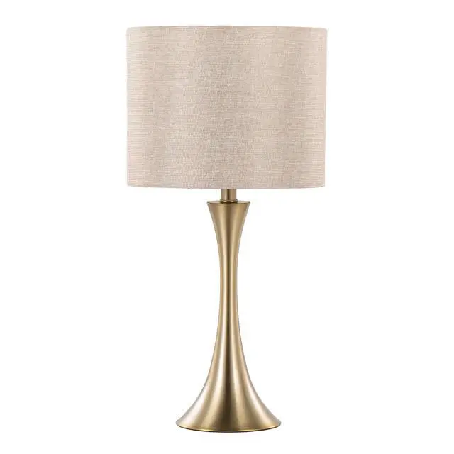 Alt view image 3 of 6 - 24" Contemporary Metal Table Lamp in Gold Metal with Golden Metallic Linen Shade From Grandview Gallery - Set Of 2