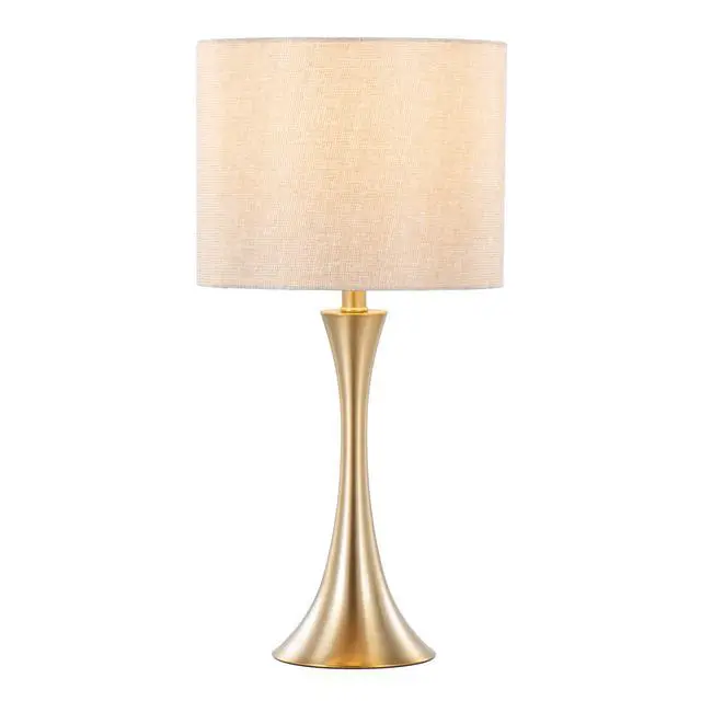 Alt view image 4 of 6 - 24" Contemporary Metal Table Lamp in Gold Metal with Golden Metallic Linen Shade From Grandview Gallery - Set Of 2