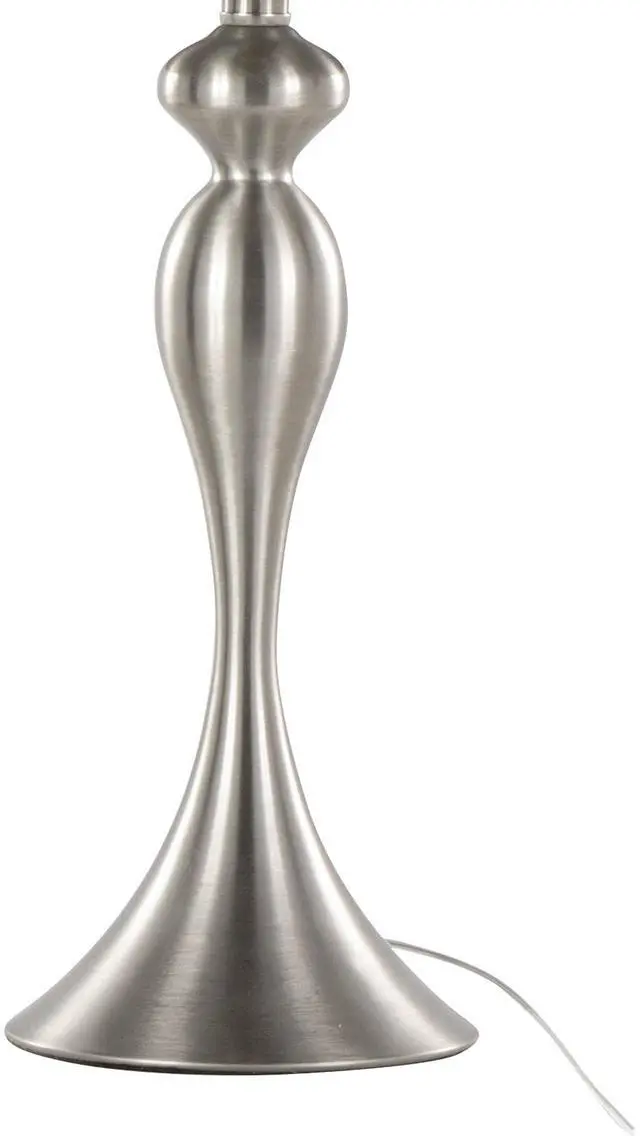 Alt view image 6 of 6 - 27" Contemporary Metal Table Lamp in Brushed Nickel with Mon Blue Textured Slub Linen Shade From Grandview Gallery - Set Of 2