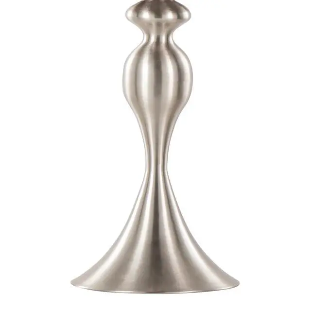 Alt view image 6 of 7 - 27" Contemporary Metal Table Lamp in Brushed Nickel with Grey Textured Linen and Brushed Nickel Laser Cut Shade From Grandview Gallery - Set Of 2