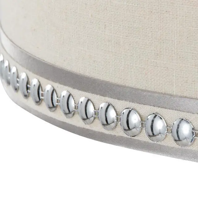 Alt view image 5 of 6 - 27" Contemporary Metal Table Lamp in Polished Chrome and Cream Linen Shade with Trim From Grandview Gallery - Set Of 2