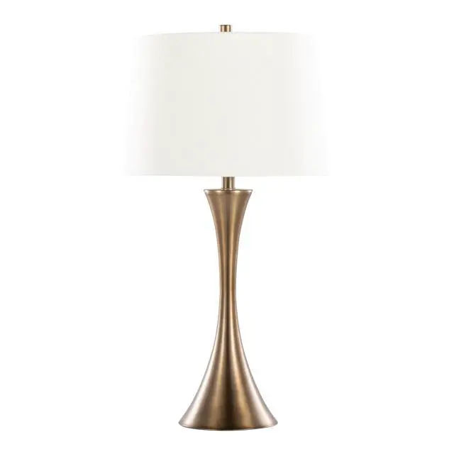 Alt view image 4 of 7 - 29" Contemporary Metal Table Lamp in Matte Golden Bronze with Off-White Linen Shade From Grandview Gallery - Set Of 2