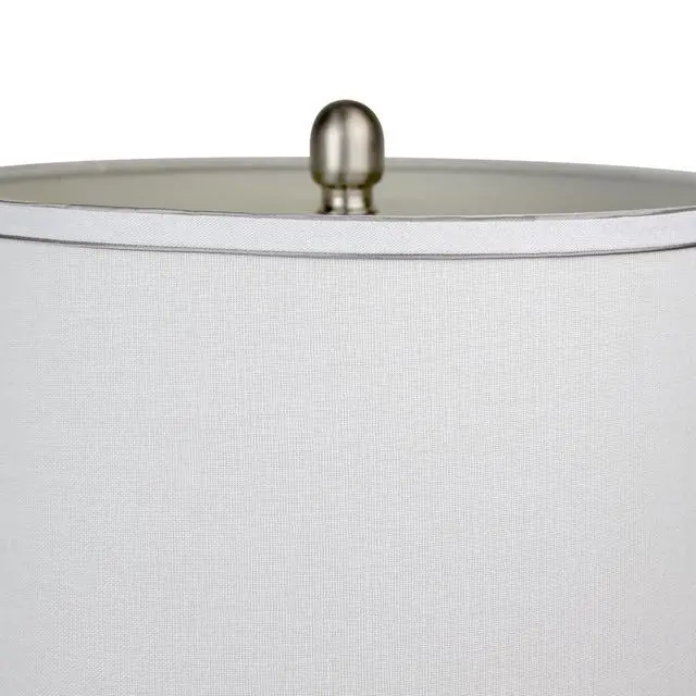 Alt view image 7 of 7 - Cairo 28.75" Contemporary Metal Table Lamp in Brushed Nickel and White Linen Shade with Silver Trim From Grandview Gallery - Set Of 2