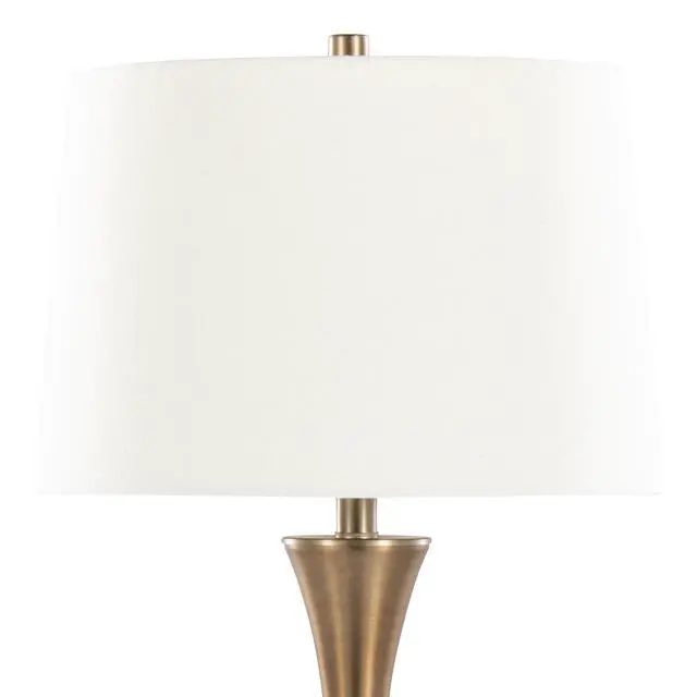 Alt view image 7 of 7 - 29" Contemporary Metal Table Lamp in Matte Golden Bronze with Off-White Linen Shade From Grandview Gallery - Set Of 2