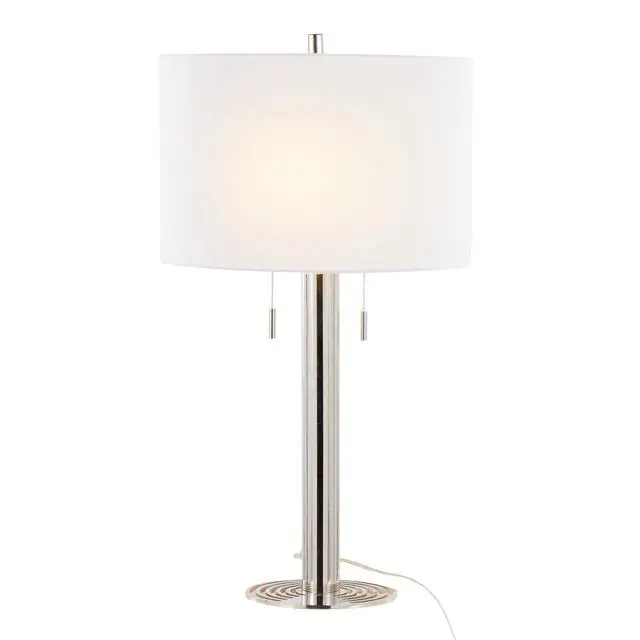 Alt view image 5 of 7 - Master 29" Contemporary Metal Table Lamp in Polished Nickel and White Linen Shade From Grandview Gallery - Set Of 2