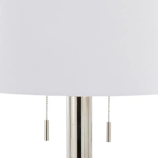 Alt view image 7 of 7 - Master 29" Contemporary Metal Table Lamp in Polished Nickel and White Linen Shade From Grandview Gallery - Set Of 2