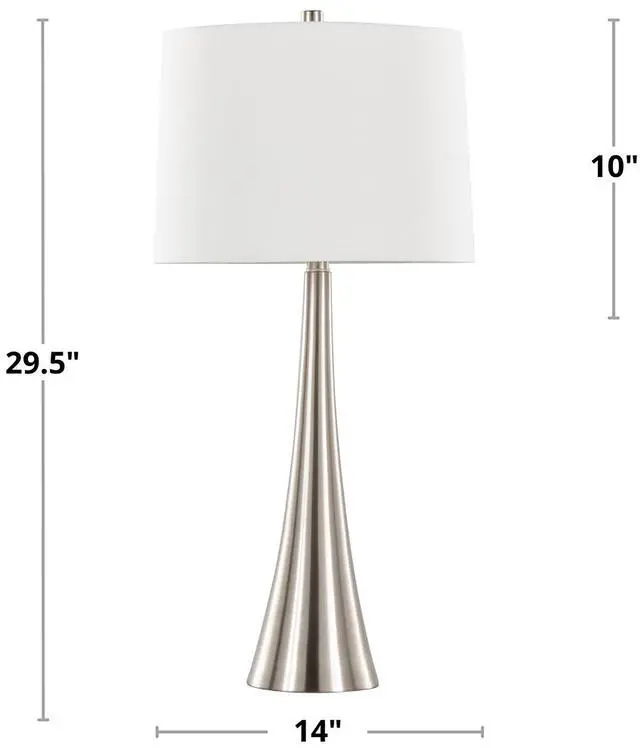 Alt view image 6 of 7 - Diana 29" Contemporary Metal Table Lamp in Brushed Nickel with White Linen Shade From Grandview Gallery By - Set Of 2