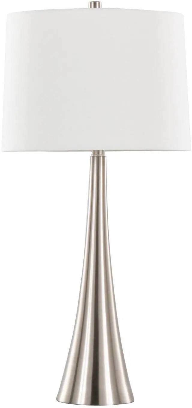 Alt view image 4 of 7 - Diana 29" Contemporary Metal Table Lamp in Brushed Nickel with White Linen Shade From Grandview Gallery By - Set Of 2
