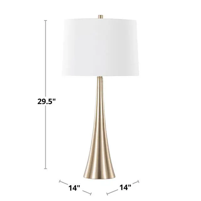Alt view image 4 of 7 - Diana 29" Contemporary Metal Table Lamp in Matte Golden Bronze with White Linen Shade From Grandview Gallery By - Set Of 2