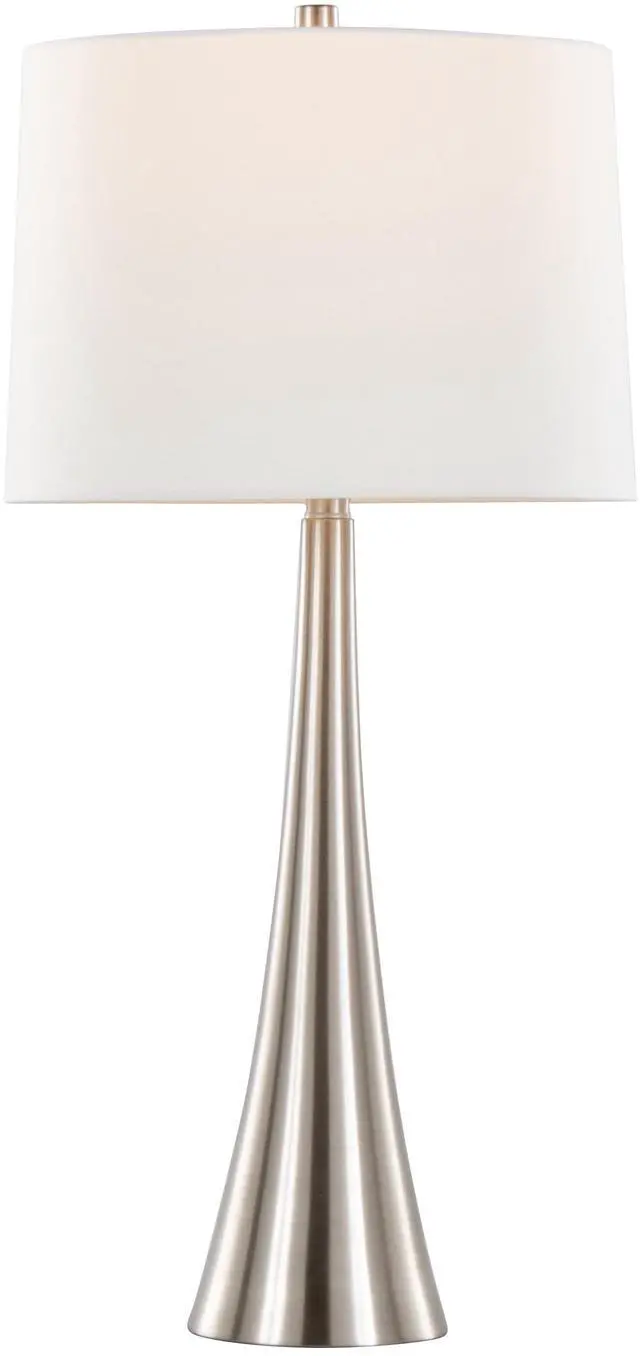 Alt view image 5 of 7 - Diana 29" Contemporary Metal Table Lamp in Brushed Nickel with White Linen Shade From Grandview Gallery By - Set Of 2