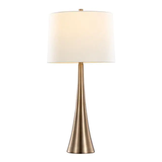 Alt view image 5 of 7 - Diana 29" Contemporary Metal Table Lamp in Matte Golden Bronze with White Linen Shade From Grandview Gallery By - Set Of 2