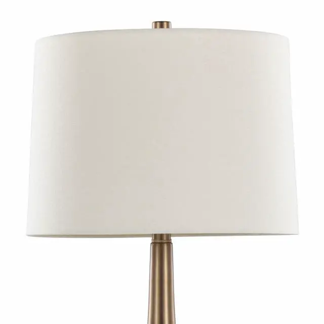 Alt view image 6 of 7 - Diana 29" Contemporary Metal Table Lamp in Matte Golden Bronze with White Linen Shade From Grandview Gallery By - Set Of 2