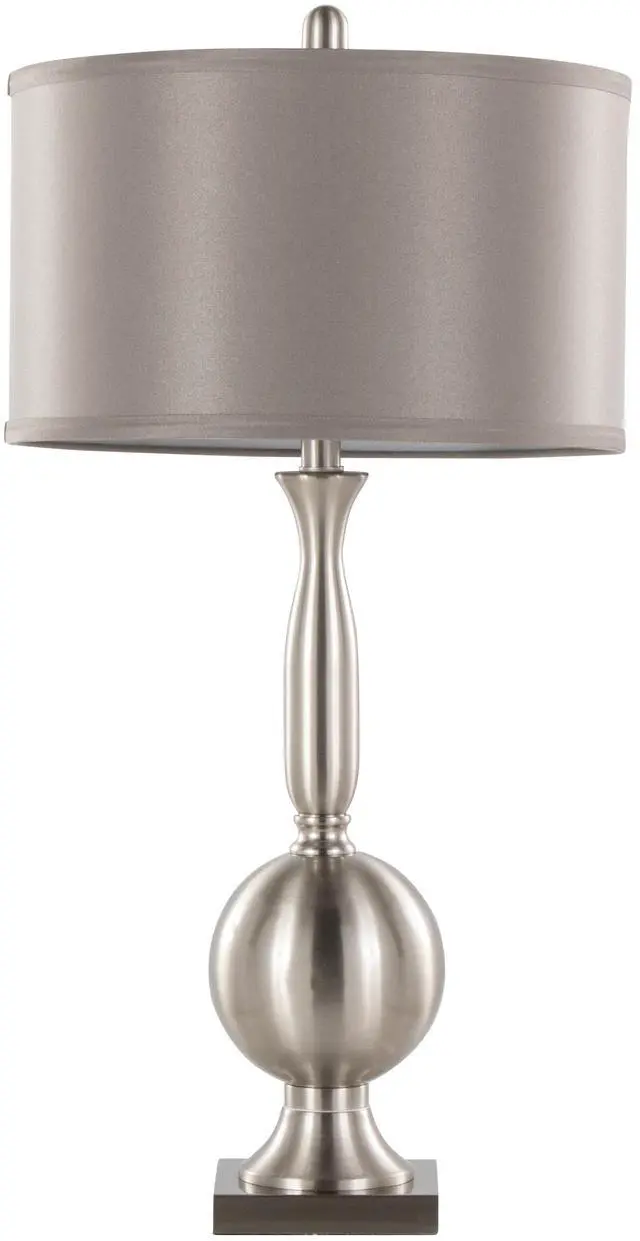 Alt view image 6 of 7 - Joan 30" Contemporary Metal Table Lamp in Brushed Nickel with Grey Satin Shade From Grandview Gallery - Set Of 2