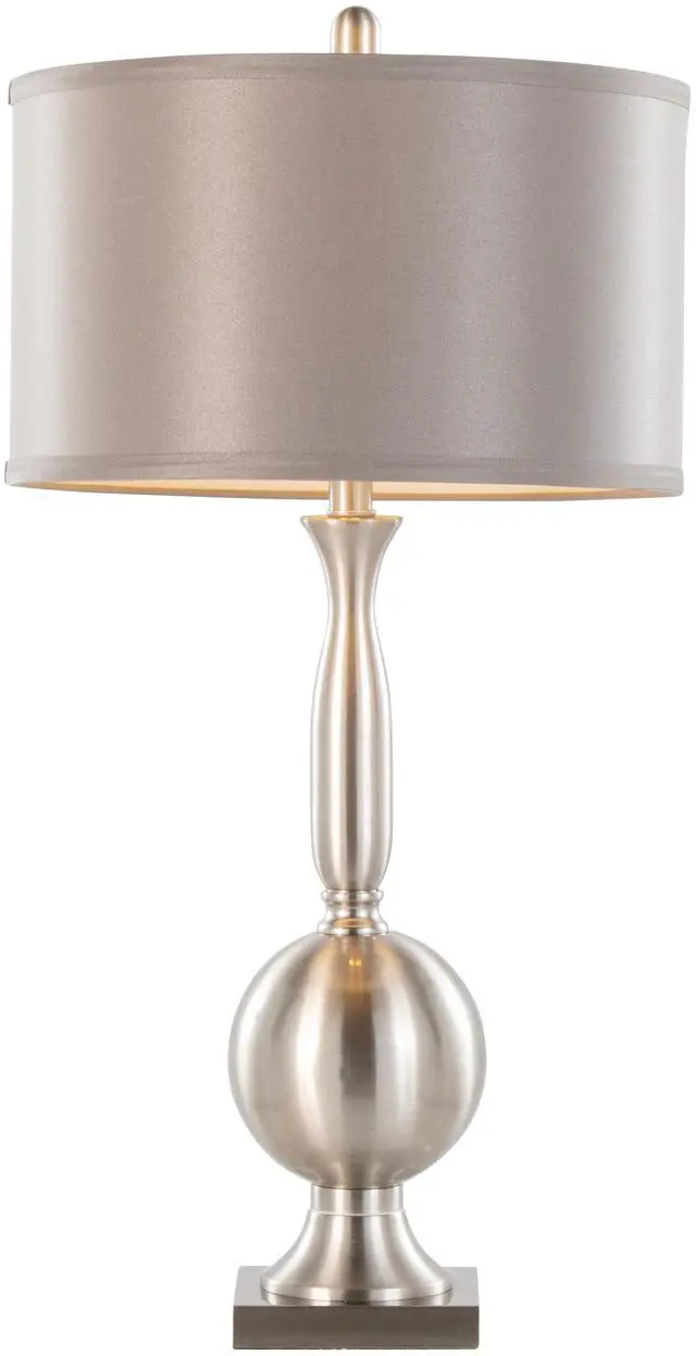 Alt view image 7 of 7 - Joan 30" Contemporary Metal Table Lamp in Brushed Nickel with Grey Satin Shade From Grandview Gallery - Set Of 2