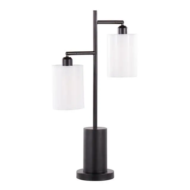 Alt view image 2 of 7 - Cannes Contemporary Table Lamp in Black Metal with White Shades
