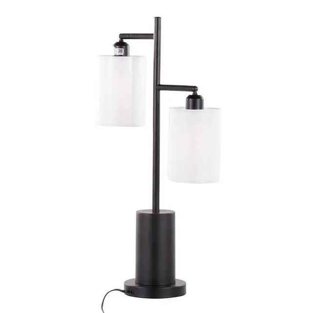 Alt view image 5 of 7 - Cannes Contemporary Table Lamp in Black Metal with White Shades