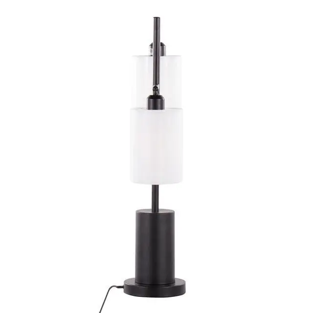 Alt view image 4 of 7 - Cannes Contemporary Table Lamp in Black Metal with White Shades