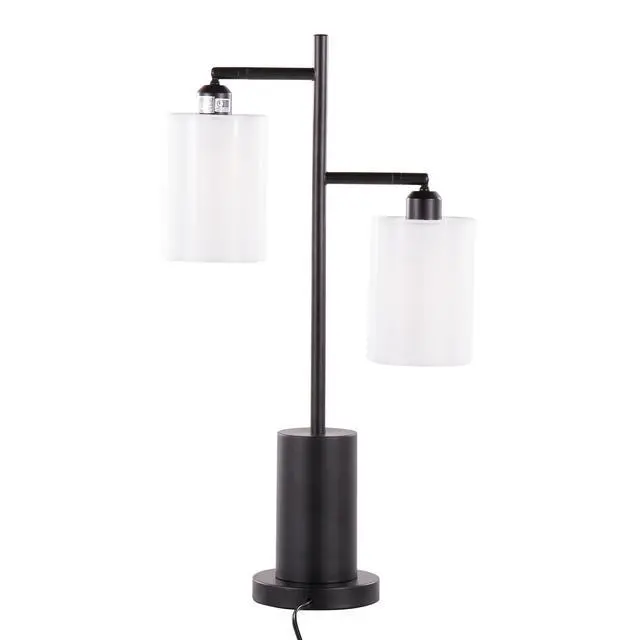 Alt view image 6 of 7 - Cannes Contemporary Table Lamp in Black Metal with White Shades