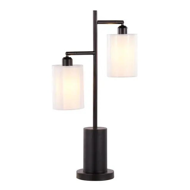 Alt view image 3 of 7 - Cannes Contemporary Table Lamp in Black Metal with White Shades
