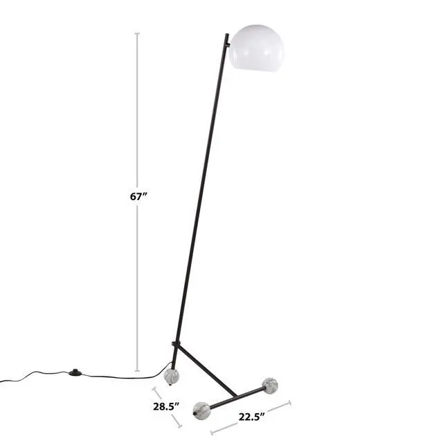 Alt view image 2 of 7 - Eileen Contemporary Floor Lamp in Brushed Nickel with White Plastic Shade