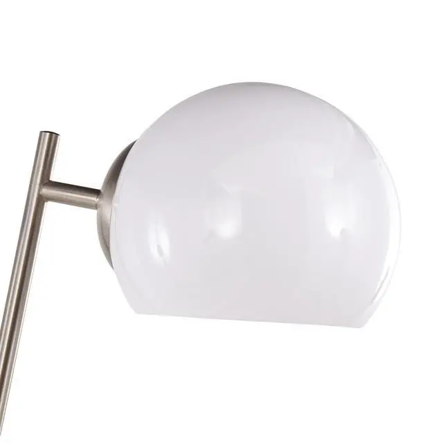 Alt view image 7 of 7 - Eileen Contemporary Floor Lamp in Brushed Nickel with White Plastic Shade