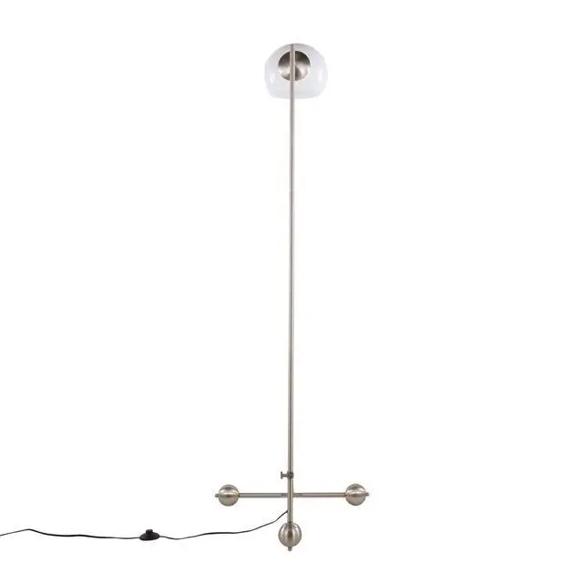 Alt view image 6 of 7 - Eileen Contemporary Floor Lamp in Brushed Nickel with White Plastic Shade