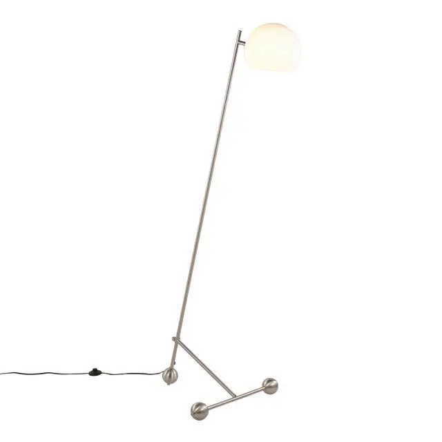 Alt view image 3 of 7 - Eileen Contemporary Floor Lamp in Brushed Nickel with White Plastic Shade