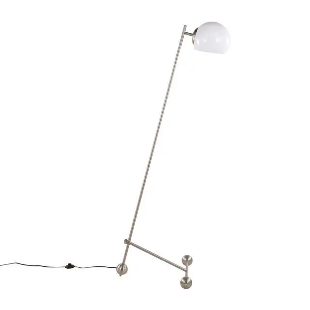 Alt view image 4 of 7 - Eileen Contemporary Floor Lamp in Brushed Nickel with White Plastic Shade