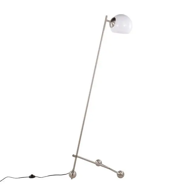 Alt view image 5 of 7 - Eileen Contemporary Floor Lamp in Brushed Nickel with White Plastic Shade