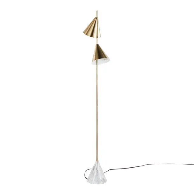 Alt view image 5 of 7 - 65" Metal Floor Lamp in Brushed Gold Metal with White Faux Marble Metal Base