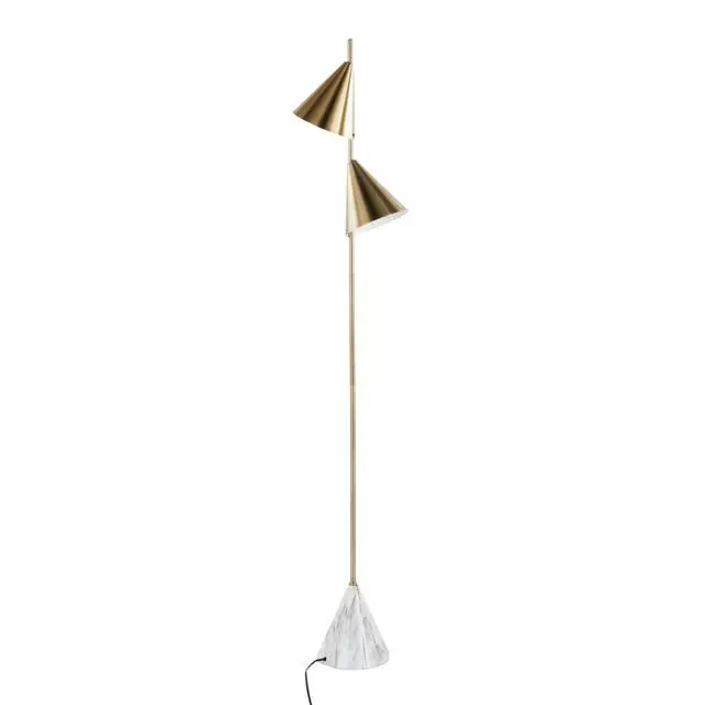 Alt view image 6 of 7 - 65" Metal Floor Lamp in Brushed Gold Metal with White Faux Marble Metal Base