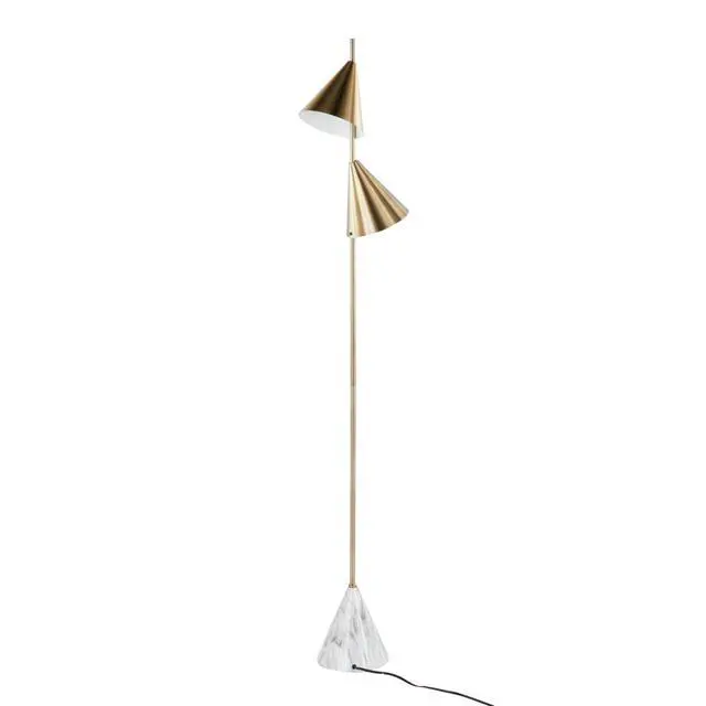Alt view image 7 of 7 - 65" Metal Floor Lamp in Brushed Gold Metal with White Faux Marble Metal Base