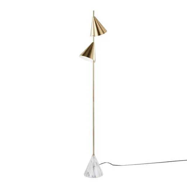 Alt view image 4 of 7 - 65" Metal Floor Lamp in Brushed Gold Metal with White Faux Marble Metal Base