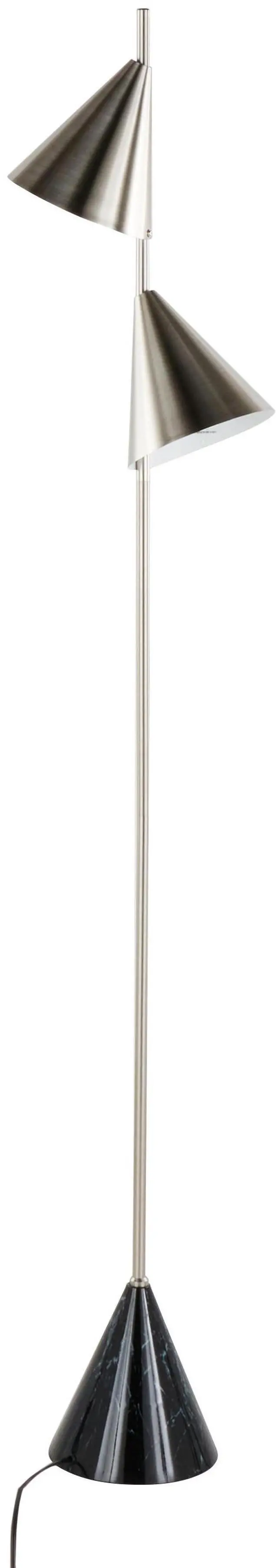 Alt view image 5 of 7 - 65" Contemporary Metal Floor Lamp in Plated Nickel with A Black Faux Marble Metal Base