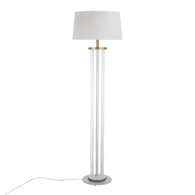 Alt view image 3 of 7 - Rope Contemporary Floor Lamp in Natural Wood, White Metal, and White Rope Accent
