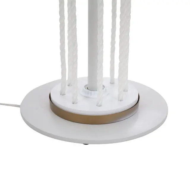 Alt view image 6 of 7 - Rope Contemporary Floor Lamp in Natural Wood, White Metal, and White Rope Accent