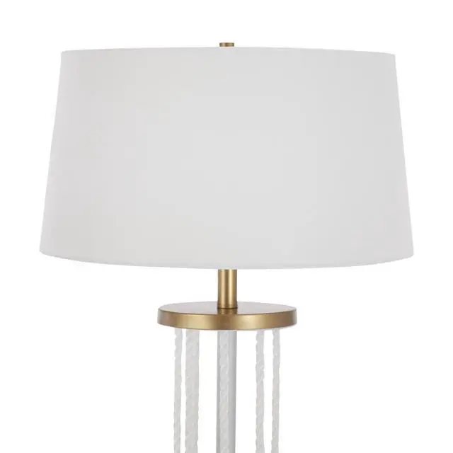 Alt view image 5 of 7 - Rope Contemporary Floor Lamp in Natural Wood, White Metal, and White Rope Accent