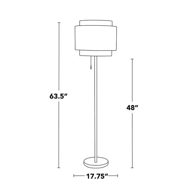 Alt view image 3 of 7 - Tier 64" Contemporary Metal Floor Lamp in Gold Metal with Off-White Linen Shade